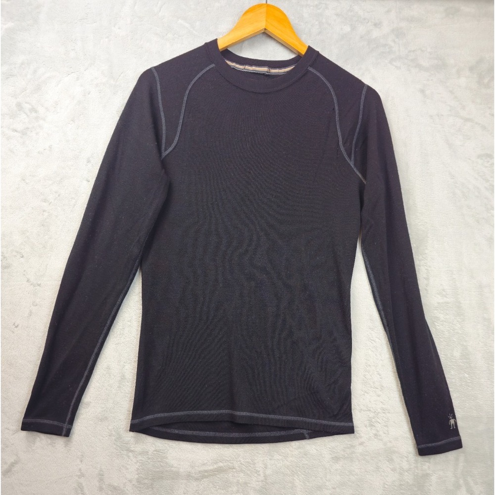 Smartwool Merino Wool Baselayer Small Women's Black Long Sleeve Hiking *flawed